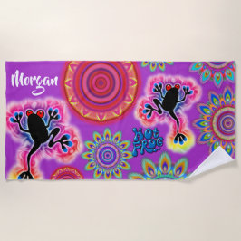 Psychedelic Beach Handtuch Hot Frosch Surf lila