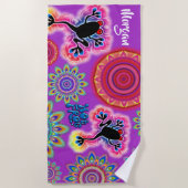 Psychedelic Beach Handtuch Hot Frosch Surf lila (Vorderseite)