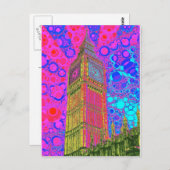 Psychedelic Big Ben Postcard Postkarte (Vorne/Hinten)