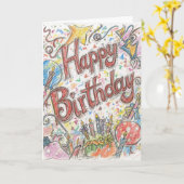 psychedelic birthday card karte (Gelbe Blume)
