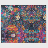 Psychedelic Blue Alice im Wunderland Theme Geschenkpapier (Flach)