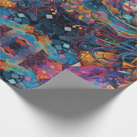 Psychedelic Blue Alice im Wunderland Theme Geschenkpapier (Ecke)