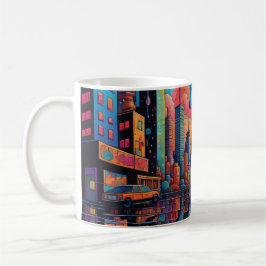 Psychedelic Blue Orange Drippy City Kaffeetasse