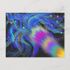 Psychedelic Blue Pink Lila Funky Abstrakt Art Postkarte