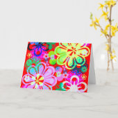 PSYCHEDELIC-BLUME "I LIEBE YOU"-KARTEN KARTE (Gelbe Blume)