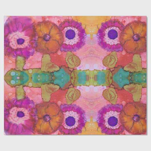 Psychedelic Blume Power Wrapping Papier Geschenkpapier (Flach)