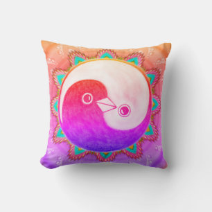 Psychedelic boho Cushion YinYang Peace Doves3 Kissen