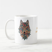 Psychedelic Boho Floral Wolf Art Coffee Kaffeetasse (Links)