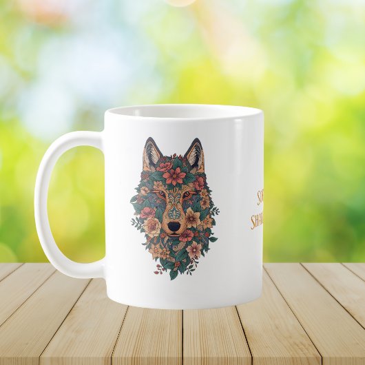 Psychedelic Boho Floral Wolf Art Coffee Kaffeetasse