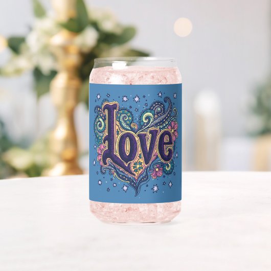 Psychedelic Boho Liebe Letting mit floraler Akzent Dosenglas (Insitu (Hochzeit))