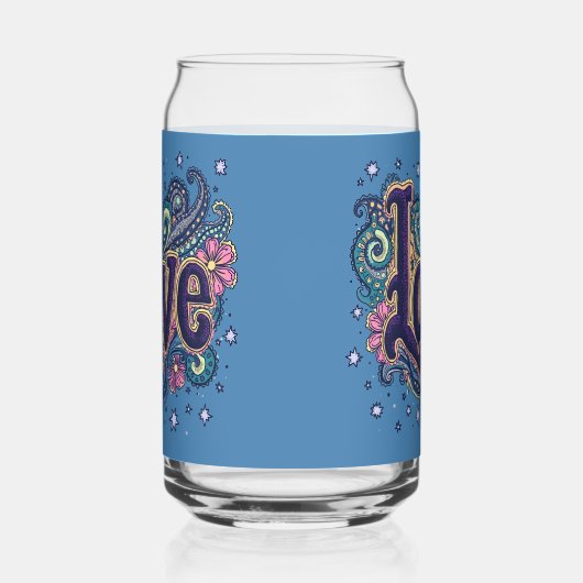 Psychedelic Boho Liebe Letting mit floraler Akzent Dosenglas (Rechts)