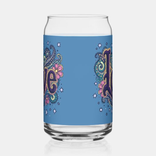Psychedelic Boho Liebe Letting mit floraler Akzent Dosenglas (Links)