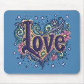 Psychedelic Boho Liebe Letting mit floraler Akzent Mousepad (Vorne)