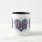 Psychedelic Boho Liebe Letting mit floraler Akzent Tasse (Zentrum)