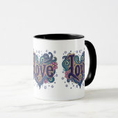 Psychedelic Boho Liebe Letting mit floraler Akzent Tasse (VorderseiteRechts)