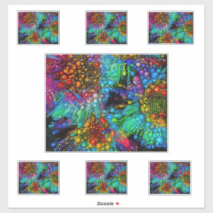 Psychedelic Bubble Burst Abstrakt Daisies Aufkleber