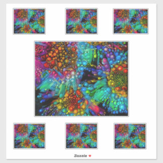 Psychedelic Bubble Burst Abstrakt Daisies Aufkleber