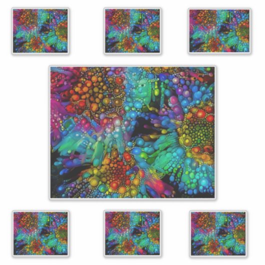 Psychedelic Bubble Burst Abstrakt Daisies Aufkleber (Vorderseite)