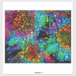 Psychedelic Bubble Burst Abstrakt Daisies Aufkleber
