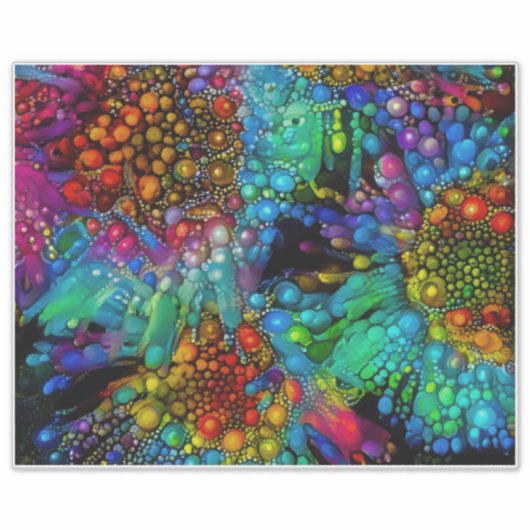 Psychedelic Bubble Burst Abstrakt Daisies Aufkleber (Vorderseite)