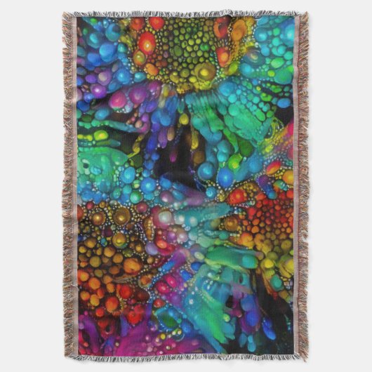 Psychedelic Bubble Burst Abstrakt Daisies Decke (Vorderseite Vertikal)