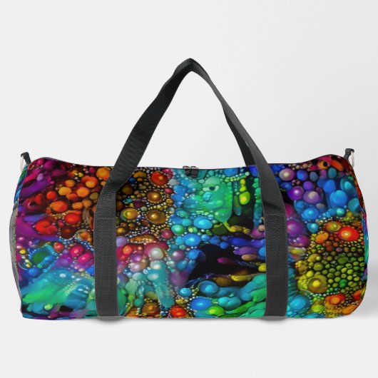Psychedelic Bubble Burst Abstrakt Daisies Duffle Bag (Rückseite)