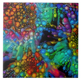 Psychedelic Bubble Burst Abstrakt Daisies Fliese