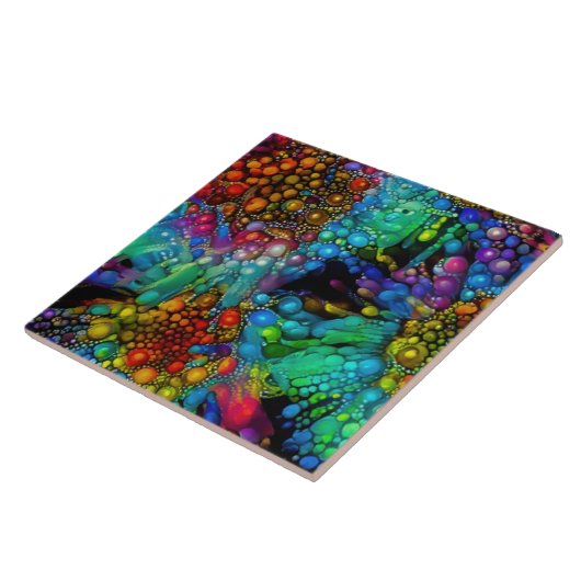 Psychedelic Bubble Burst Abstrakt Daisies Fliese (Seite)