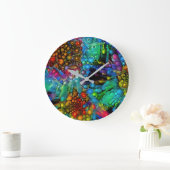 Psychedelic Bubble Burst Abstrakt Daisies Große Wanduhr (Zuhause)
