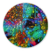 Psychedelic Bubble Burst Abstrakt Daisies Keramikknauf (Vorderseite)