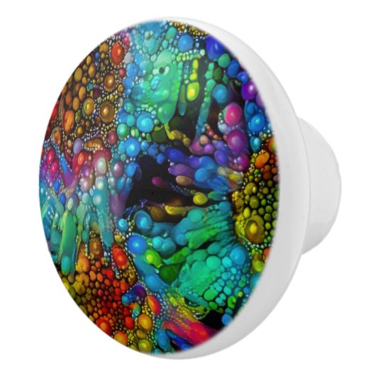 Psychedelic Bubble Burst Abstrakt Daisies Keramikknauf (Rechts)