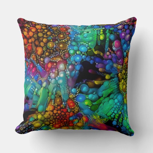 Psychedelic Bubble Burst Abstrakt Daisies Kissen (Vorderseite)