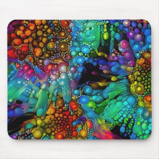 Psychedelic Bubble Burst Abstrakt Daisies Mousepad (Vorne)