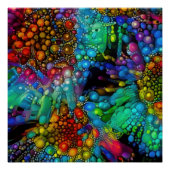 Psychedelic Bubble Burst Abstrakt Daisies Poster (Vorderseite)