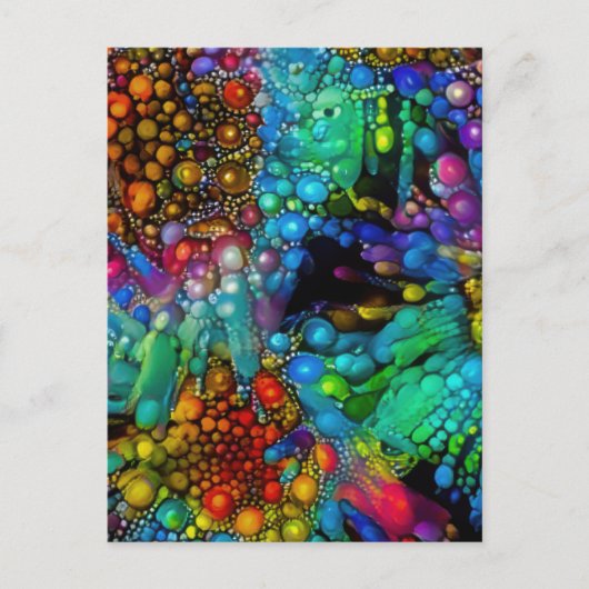 Psychedelic Bubble Burst Abstrakt Daisies Postkarte (Vorderseite)
