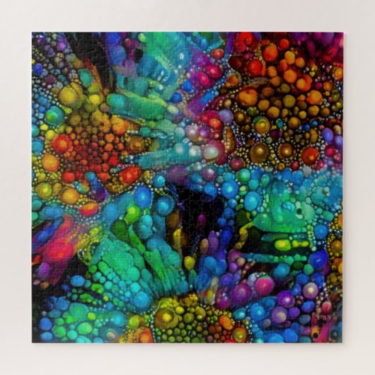 Psychedelic Bubble Burst Abstrakt Daisies Puzzle (Horizontal)