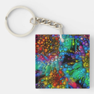 Psychedelic Bubble Burst Abstrakt Daisies Schlüsselanhänger