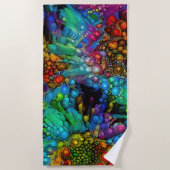 Psychedelic Bubble Burst Abstrakt Daisies Strandtuch (Vorderseite)