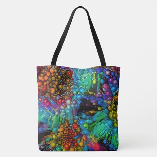 Psychedelic Bubble Burst Abstrakt Daisies Tasche (Rückseite)