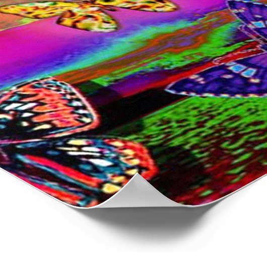 Psychedelic Butterflies Poster (Ecke)