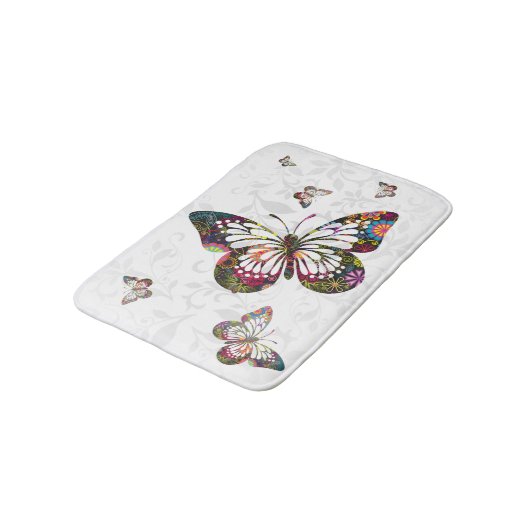 Psychedelic Butterfly Badematte (Schrägansicht)