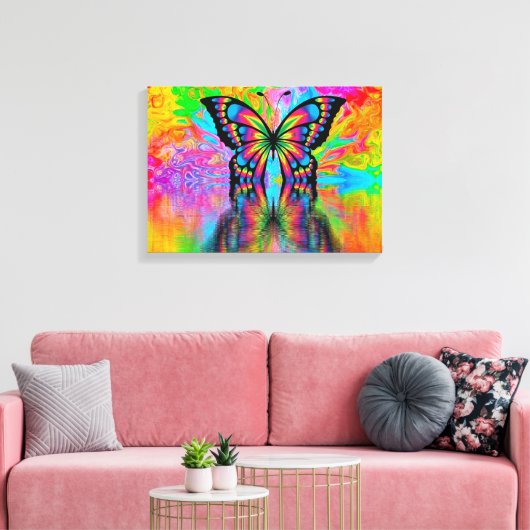 Psychedelic Butterfly Leinwanddruck (Insitu (Wohnzimmer))