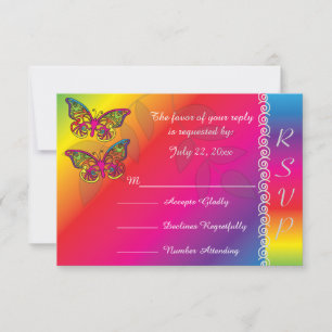 Psychedelic Butterfly Wedding Designs RSVP Karte