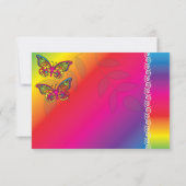 Psychedelic Butterfly Wedding Designs RSVP Karte (Rückseite)