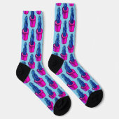 Psychedelic Cactus Blue Lila Trippy Fun Crazy Socken (Rechts)