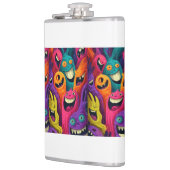 Psychedelic Cartoon Creature Vinyl Wrapped Flask Flachmann (Links)
