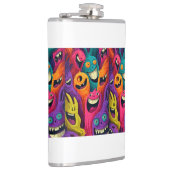 Psychedelic Cartoon Creature Vinyl Wrapped Flask Flachmann (Rechts)