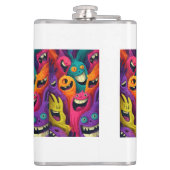 Psychedelic Cartoon Creature Vinyl Wrapped Flask Flachmann (Rückseite)