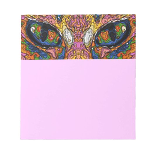 Psychedelic Cat Eyes Notepad Notizblock (Vorderseite)