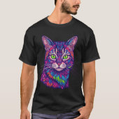 Psychedelic Cat Illustration T-Shirt (Vorderseite)